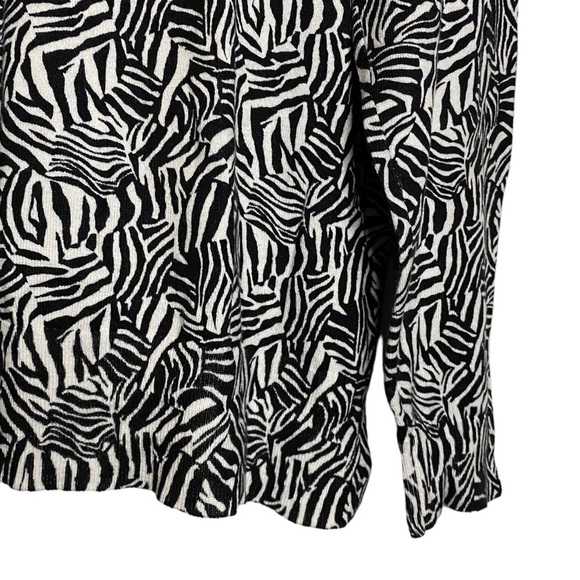 Michael Michael Kors Long Sleeve Black White Zebra Print V-Neck Sweater Large - Picture 13 of 15